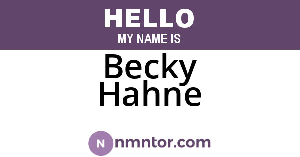 Becky Hahne