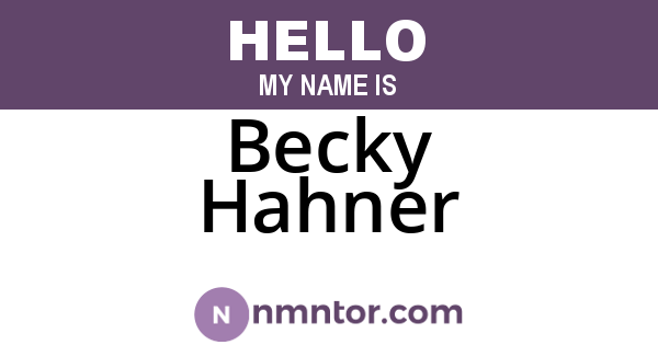 Becky Hahner