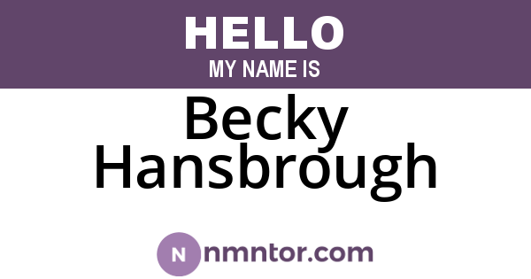 Becky Hansbrough