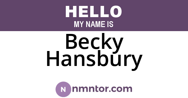 Becky Hansbury