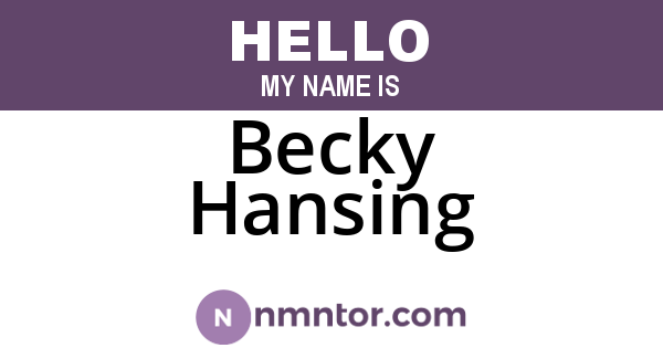 Becky Hansing