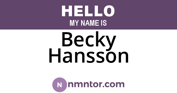 Becky Hansson