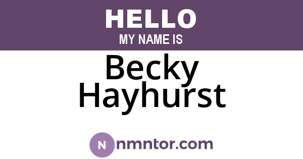 Becky Hayhurst
