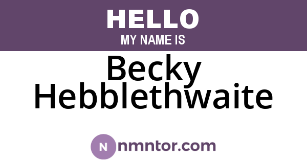 Becky Hebblethwaite