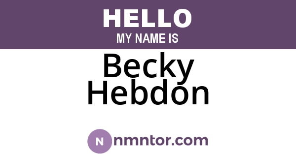Becky Hebdon