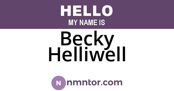 Becky Helliwell