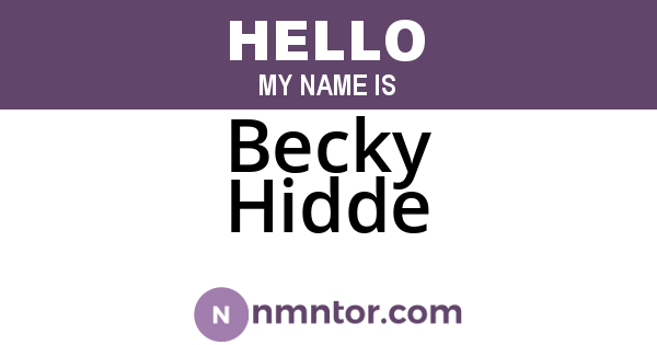Becky Hidde