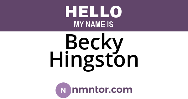 Becky Hingston