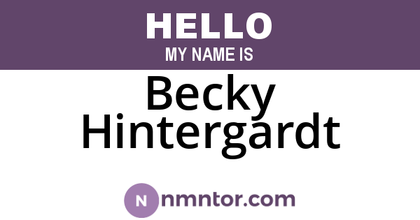 Becky Hintergardt