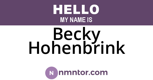 Becky Hohenbrink