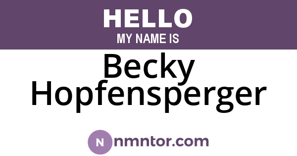 Becky Hopfensperger