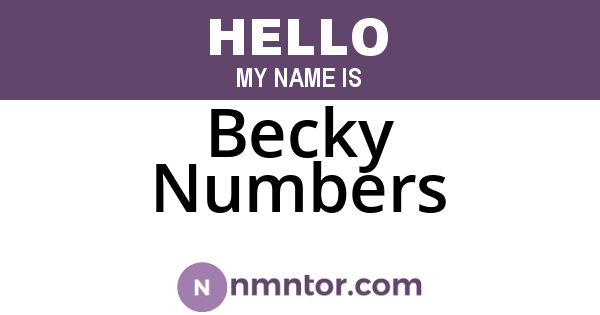 Becky Numbers