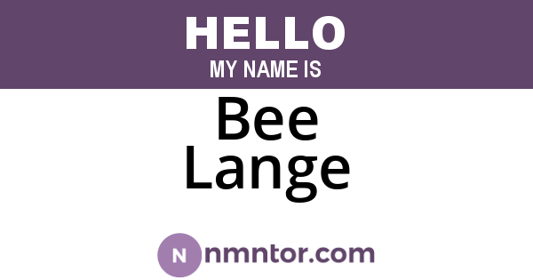 Bee Lange