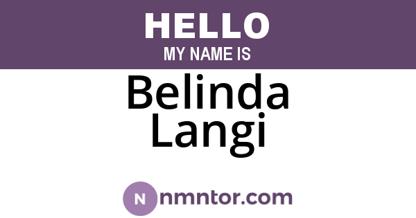 Belinda Langi