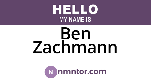Ben Zachmann