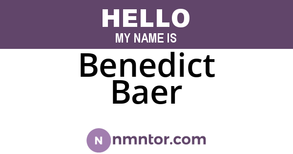 Benedict Baer
