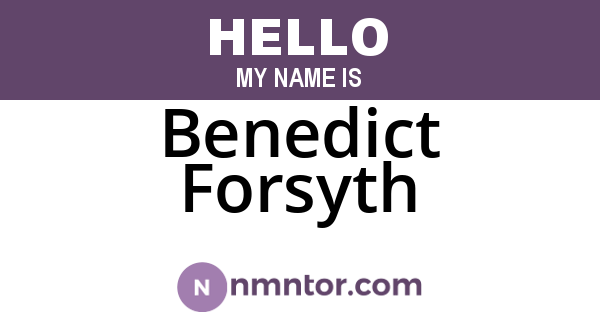 Benedict Forsyth