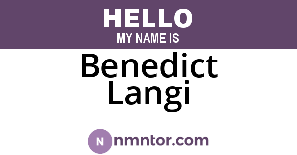 Benedict Langi