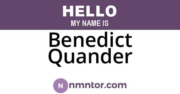 Benedict Quander