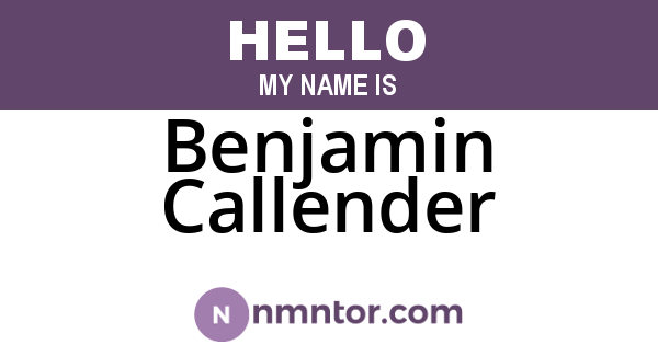 Benjamin Callender