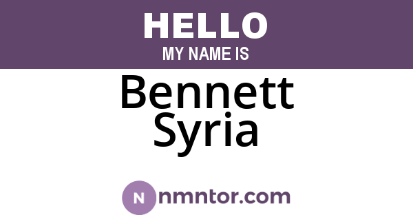 Bennett Syria