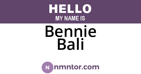 Bennie Bali