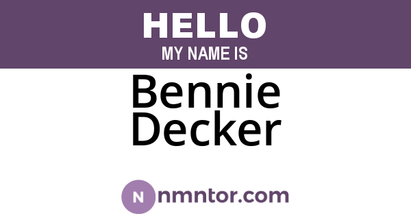 Bennie Decker