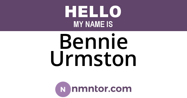 Bennie Urmston