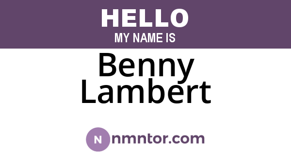 Benny Lambert