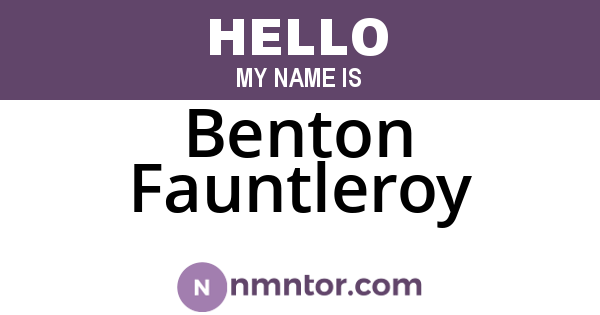 Benton Fauntleroy