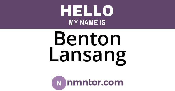 Benton Lansang