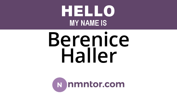 Berenice Haller