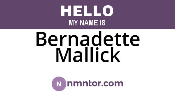 Bernadette Mallick