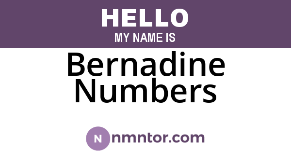 Bernadine Numbers