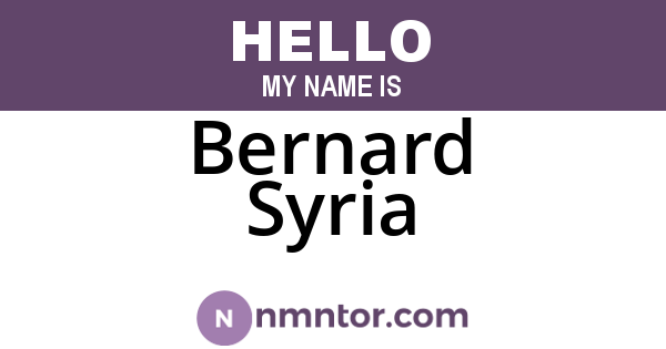 Bernard Syria
