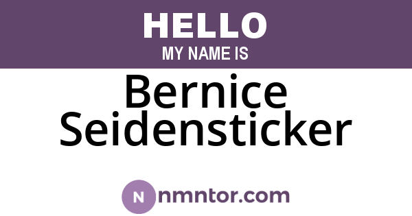 Bernice Seidensticker
