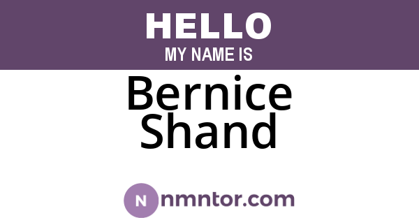 Bernice Shand