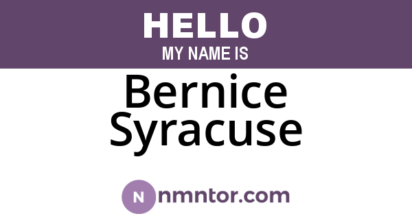 Bernice Syracuse