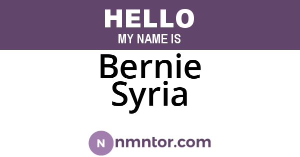 Bernie Syria