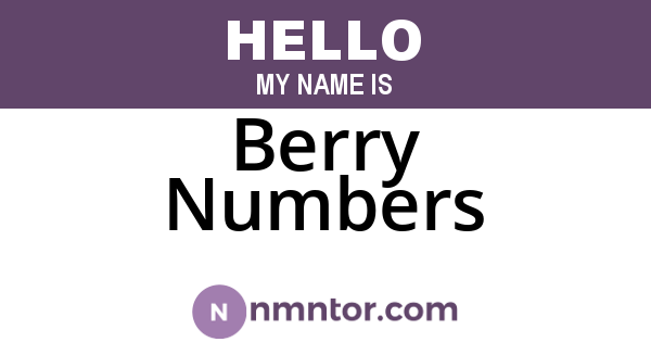 Berry Numbers
