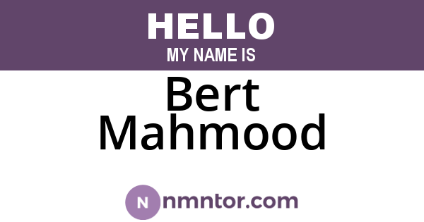 Bert Mahmood