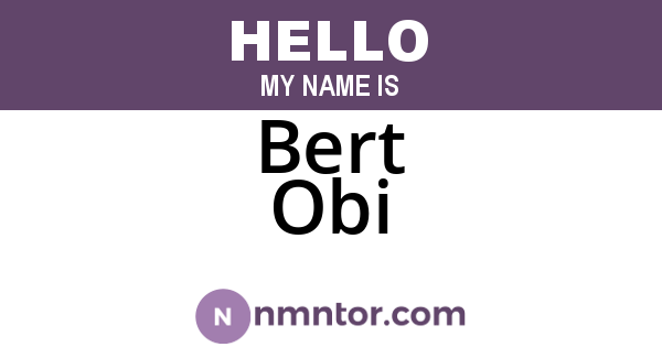 Bert Obi