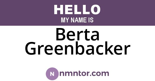 Berta Greenbacker