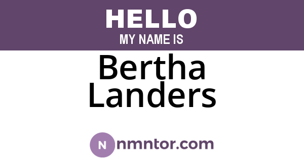 Bertha Landers