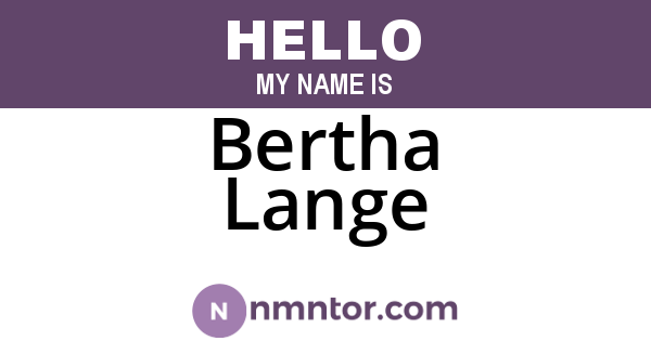 Bertha Lange