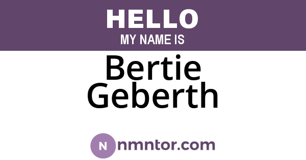 Bertie Geberth