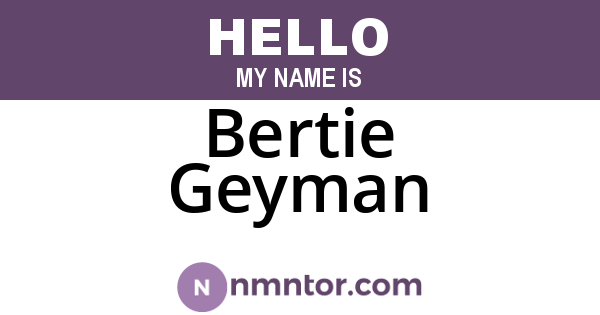 Bertie Geyman