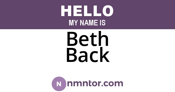 Beth Back
