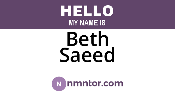 Beth Saeed