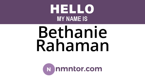 Bethanie Rahaman